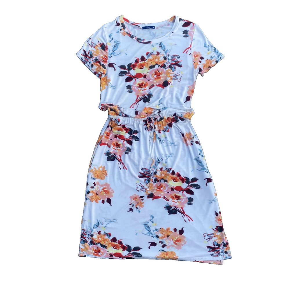 Simier Fariry Women's T-shirt Dress Short Sleeve With Pockets Size M